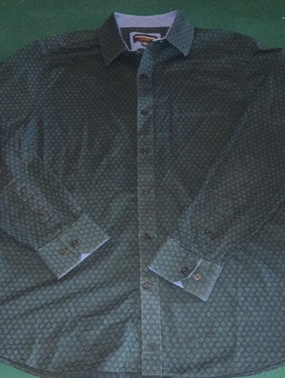 Johnston & Murphy Dark Green Printed Button-Down Shirt